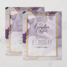 Dusty Purple Gold Alcohol INK Abstract Wedding