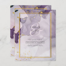 Dusty Purple Gold Alcohol INK Abstract Wedding