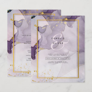 Dusty Purple Gold Alcohol INK Abstract Wedding