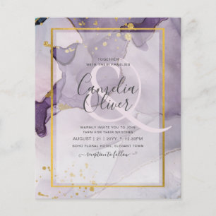 Dusty Purple Gold Alcohol INK Abstract Wedding Flyer