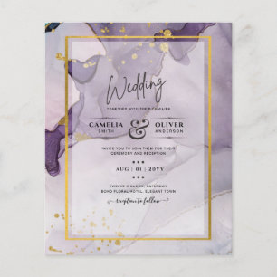 Dusty Purple Gold Alcohol INK Abstract Wedding Flyer