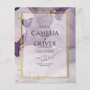 Dusty Purple Gold Alcohol INK Abstract Wedding Flyer