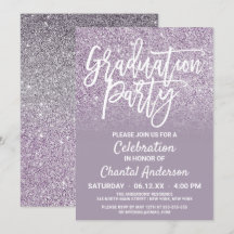 Dusty Purple Grey Faux Glitter Ombre Graduation