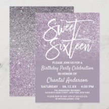 Dusty Purple Grey Faux Glitter Ombre Sweet Sixteen