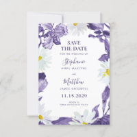 Dusty Purple Iris White Daisy Botanical Wedding