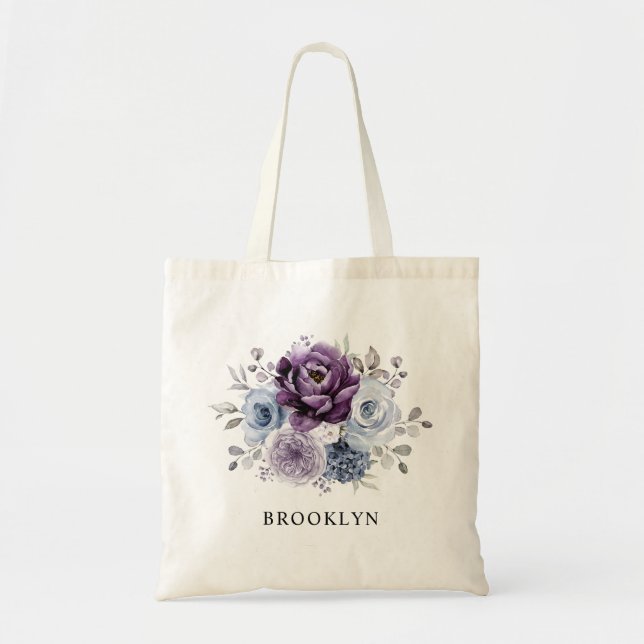 Dusty Purple Lavendar  Bridesmaid Gift With Name  Tote Bag (Front)