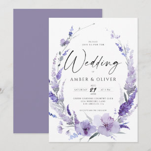 Dusty Purple Lavender Elegant Modern Wedding Invitation