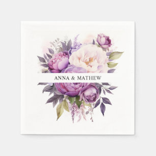 Dusty Purple Lavender Floral Boho wedding Napkin
