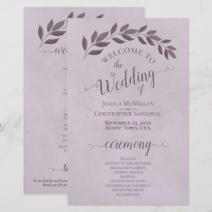 Dusty Purple Leaves Budget Wedding Program