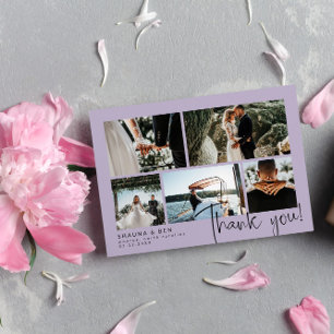 Dusty Purple Mariage Photo Collage Merci