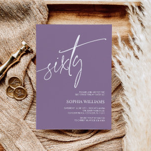 Dusty Purple Minimal 60th Birthday Invitation