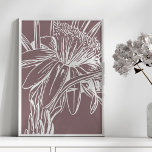 Dusty Purple Minimalist Botanical Floral Line Art  Poster<br><div class="desc">A lovely minimalist modern line drawing of a pretty flower in dusty plum</div>