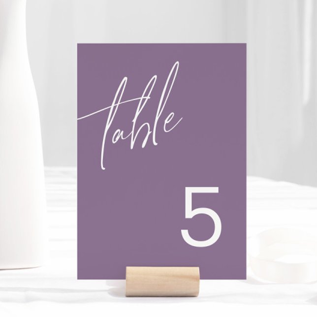 Dusty Purple Minimalist Wedding Table Number (Creator Uploaded)