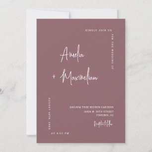 Dusty Purple Modern Minimal QR Code Photo Wedding Invitation
