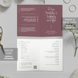 Dusty Purple Modern Minimal QR Code Wedding Folded Program