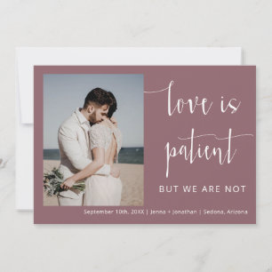 Dusty Purple Modern Minimal Script Photo Elopement Invitation