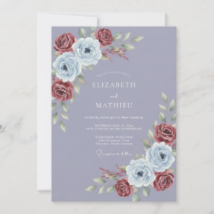 Dusty Purple Moody Winter Wedding Invitation