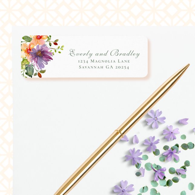 Dusty Purple Peach Watercolor Floral Botanical  (Creator Uploaded)
