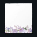 Dusty Purple Peonies and Roses Personalized Notepad<br><div class="desc">Purple floral theme note pads. It features watercolor floral garland of purple flowers and roses. Personalize by adding names,  date or a short phrase. This purple floral note pad will be perfect as a personalized gift.</div>