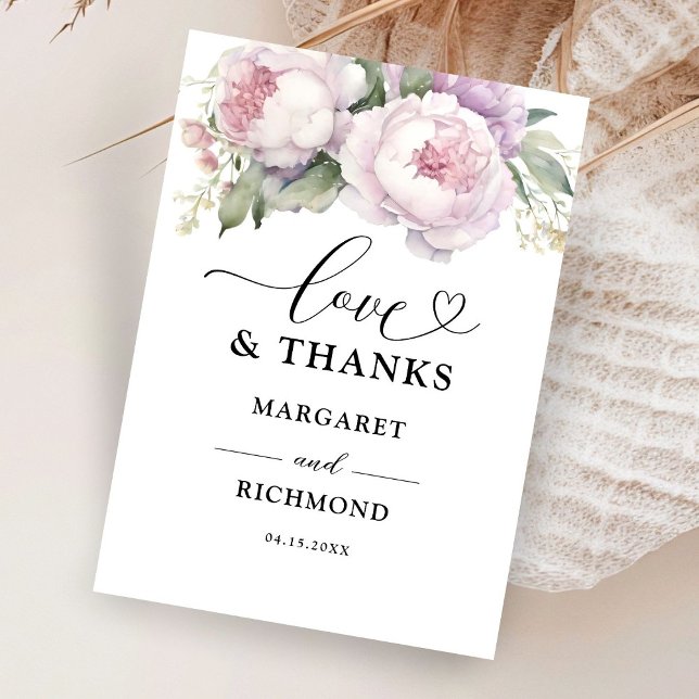 Dusty Purple Peony Floral Mariage Merci (Créateur téléchargé)