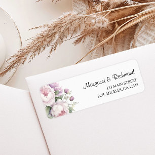 Dusty Purple Peony Floral Wedding Return Address