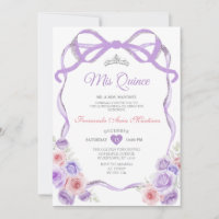 Dusty Purple Pink Floral Bow Silver Mis Quince