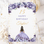 Dusty Purple Princess Floral Happy Birthday Card<br><div class="desc">This elegant and glamourous birthday card can be personalized with a name or title such as daughter, granddaughter, niece, friend etc. The design features a beautiful princess with dark hair in a dusty purple ball gown. The text combines handwritten script and modern sans serif fonts for a classy and sophisticated...</div>