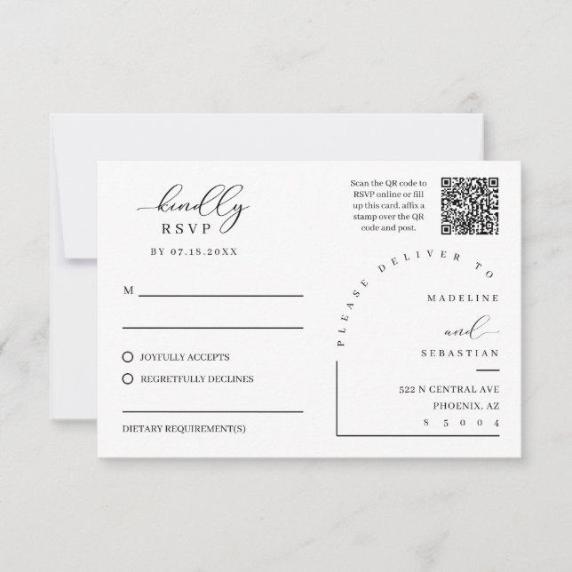Dusty Purple Romantic RSVP Wedding Insert Postcard (Front)