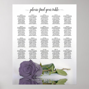 Dusty Purple Rose 20 Table Wedding Seating Chart