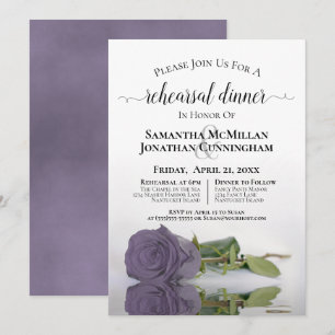 Dusty Purple Rose Classy Wedding Rehearsal Dinner Invitation