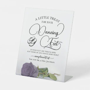 Dusty Purple Rose Dancing Feet Flip Flop Wedding  Pedestal Sign