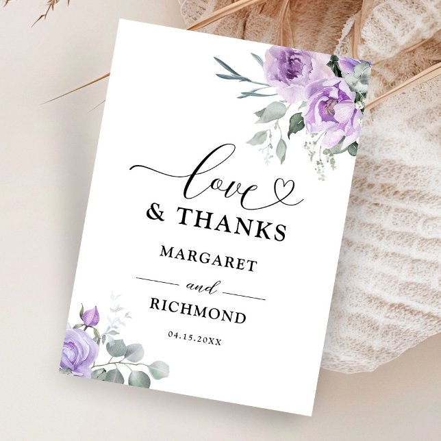 Dusty Purple Rustic Floral Mariage Carte de remerc (Créateur téléchargé)