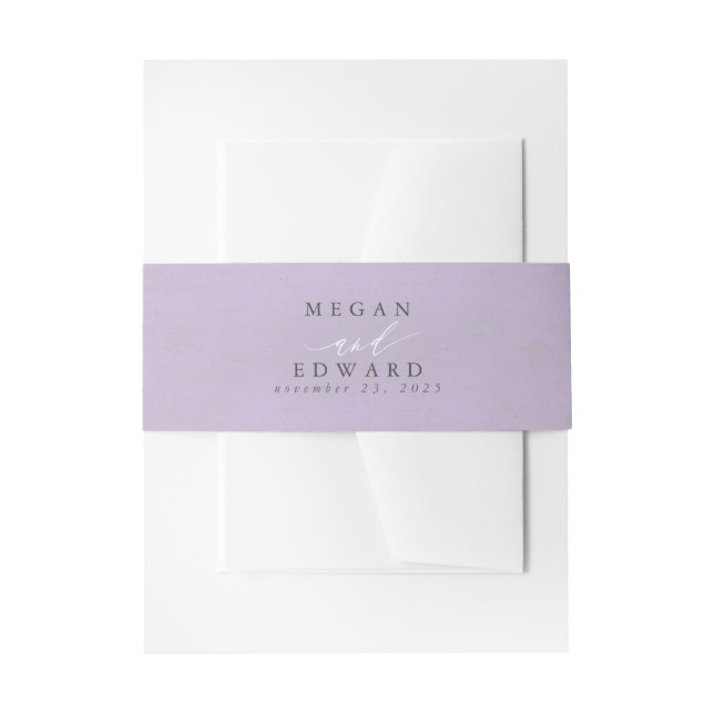 Dusty Purple Wedding Invitation Belly Band (Front Example)