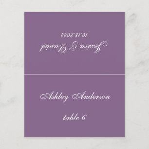 Dusty Purple Wedding Place Card Printed Guest Name