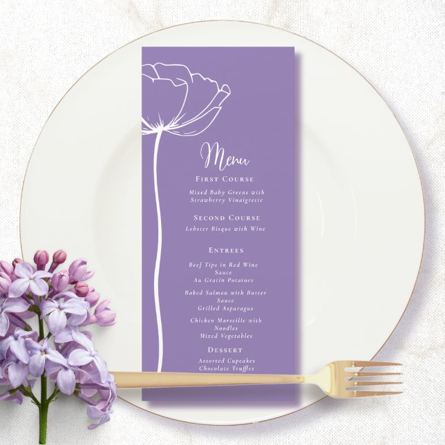 Dusty Purple White Bold Floral Modern Simple Menu (Creator Uploaded)