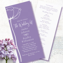 Dusty Purple White Floral Script Simple Wedding