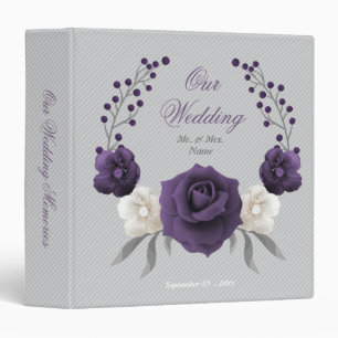 dusty purple white floral wreath grey photo album  binder