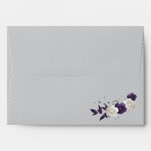 Dusty purple white flowers grey wedding  envelope
