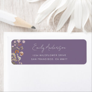 Dusty Purple Wildflower Boho Garden Return Address