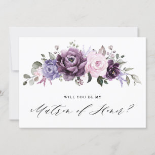 Dusty Purple Will you be my Matron of Honour Invitation
