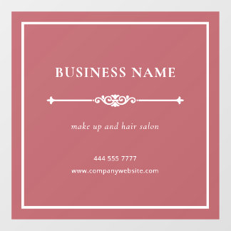 Dusty Red Business Salon Name White Frame Window Cling