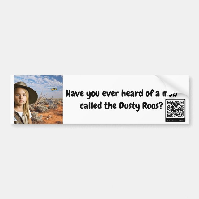 Dusty Roos bumper sticker (Front)