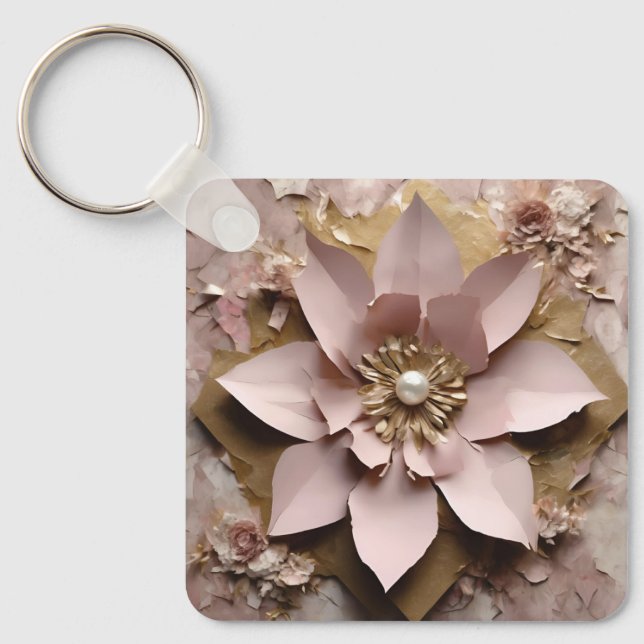 Dusty Rose Aluminum Square Keychain (Front)