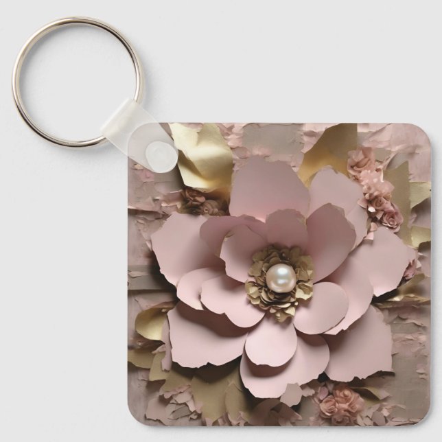 Dusty Rose Aluminum Square Keychain (Front)