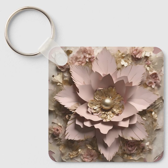 Dusty Rose Aluminum Squarre Keychain (Front)