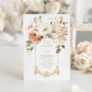 Dusty Rose and Beige Earthy Botanical Wedding Invitation