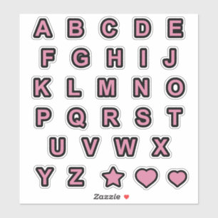 Dusty Rose and Black Capital Letters Alphabet