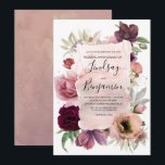 Dusty Rose and Burgundy Floral Wedding Anniversary Invitation<br><div class="desc">Dusty pink and burgundy red watercolor vintage flowers wedding anniversary invitations</div>