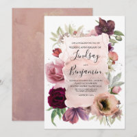 Dusty Rose and Burgundy Floral Wedding Anniversary