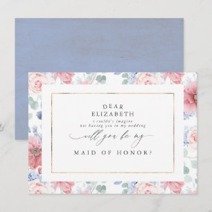 Dusty Rose and Dusty Blue Bridesmaid Proposal Invitation